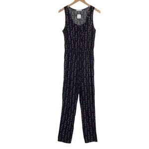 Bajee Collection By Becool Jumpsuit Womens Medium Black Geo Print Button Front